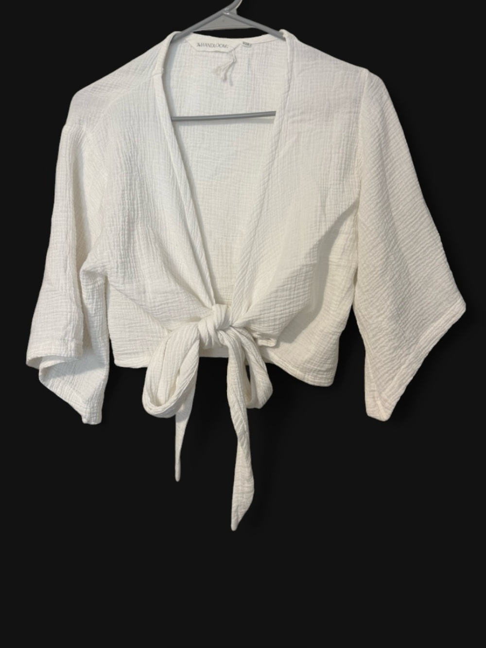 Textured White Tie-Front Crop Top by ASTR The Label